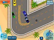 Free Exotic Cars Racing game screenshot on PlayArcadeHub, showing a fast car racing on a sunny boulevard.