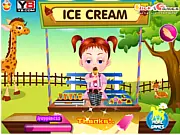 Screenshot from Baby Emma Zoo Adventure, showing Baby Emma happily viewing animals like monkeys and rabbits at the zoo.