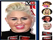 Play Celeb Morph free online game, fun celebrity face morph transformations featuring Bush, Dora, Britny, and Miley