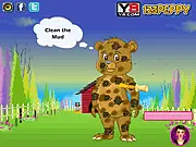 Peppy's Pet Caring - Bear game screenshot showing an adorable cartoon bear being groomed or dressed up in a cute outfit