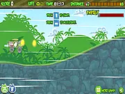 Bad Piggies Rocket Jet game screenshot showing a green pig riding a makeshift flying vehicle trying to collect a golden egg