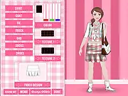 Play Design Your Own Uniform free online game, girl creating a custom uniform dress with different colors and textures, fashion design game