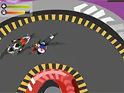 Moto Racing game screenshot, top-down view of motorcycles racing on a track, free two-player game online