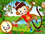 Little Monkey dress-up game screenshot featuring a cute monkey wearing a stylish dress and a bow.