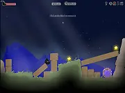Star Rescue free online physics puzzle game, featuring a character rolling to collect stars and showing blocks that need to be removed.