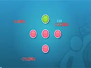 Screenshot of Red Red Green game showing an array of red and green colored dots rotating rapidly against a dark background, testing the player's focus