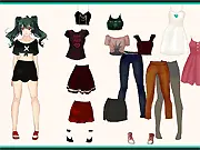 Chubby Collection Dress Up free game screenshot showing a curvy, smiling character modeling a stylish outfit