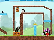 Screenshot of Chicken House Level Pack game showing a contraption with chickens, gems, and objects to click