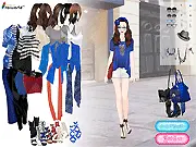 Blue is Cool: Dress Up Online game screenshot – a girl wearing a gorgeous, multi-toned blue outfit, showcasing the cool color aesthetic.