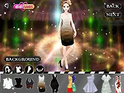 Fashion model showcasing a trendy, modern outfit on a runway stage in the free online dress up game Modern Stage 3
