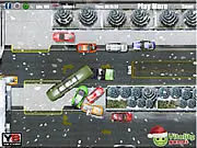 Just Park It 4 free online game, driving and reversing a large green 18-wheeler truck with a trailer into a parking spot