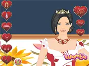 Gameplay screenshot of Best Night Dressup showing a young woman dressed in a beautiful prom gown, styled with elegant jewelry and an up-do hairstyle.