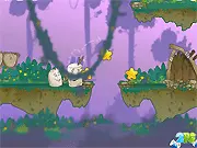 Marsh Mallow Picnic free online puzzle game screenshot showing two cute marshmallow characters near a star collectible and the exit door.