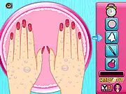 Wedding Princess Nails free online game, decorating a princess's hand with nail polish, stickers, and rings for her wedding