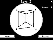 Symbologic free game screenshot showing a wireframe 3D cube being manipulated to cover a geometric pattern on a 2D background