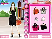 Beautiful Fur Girl Dress Up online game screenshot, girl wearing a trendy fur coat and winter accessories