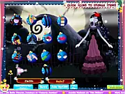 Screenshot of Sally's Winter Dress Up game, showing the character Sally dressed in warm, patchwork-style gothic winter clothing, ready for the snow.