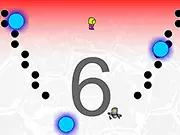 Screenshot of the Fireball Princess dodge game showing a princess character attempting to evade multiple large, bright fireballs raining down on her.