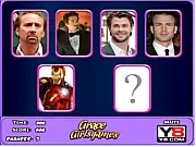The logo for the 'Guess Real Superhero' game with two hidden cards, suggesting a free online memory and puzzle challenge.