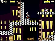 Papa Louie, the chef, running and jumping at night to collect shiny gold coins in the fun online platformer game.