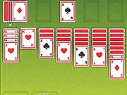 Red Classic Solitaire online card game, Klondike free game, playing cards on a digital tableau