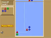 Free online puzzle game image for Blocky Blocks, showing various colored, irregular blocks stacked on a grid, waiting for a match-three clearance.