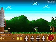 Sword and Spoon game screenshot showing soldiers fighting orcs while servants carry potatoes to the barracks