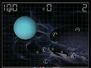 Vorlon Wars free online game screenshot. Classic arcade action with a player spaceship avoiding red enemy ships while collecting dots.
