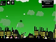 Play Angry Cloud free online game on PlayArcadeHub, massive green cloud causing destruction, physics puzzle arcade