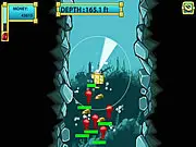 Deep Sea Hunter 2 gameplay screenshot showing a yellow submarine battling a large sea monster in the dark ocean depths
