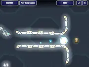 Energy Ball Physics Puzzle free online game screenshot with trajectory and lamp target