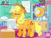 Pony Feet Doctor Dress Up free online kids game screenshot with an injured pony