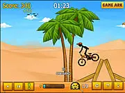 The Stickman character performing an aerial bicycle trick over a ramp in the physics-based Stickman Freestyle BMX online game.