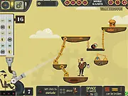 Mechanical Brothers free online physics puzzle, firing bombs and mechanical details, robot repair game screenshot