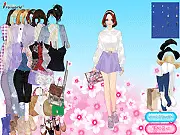 Screenshot of Lavender Season Dress Up free online game showing a girl standing in a field of beautiful purple lavender flowers