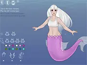 Whimsical mermaid with a colorful tail and flowing hair, Create and Dress Up a Mermaid game screen, play free online fantasy dress up