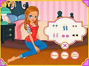 Spring Time Makeover game screen, model receiving a facial treatment, spring makeup, beauty and styling game