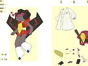 The main customization screen for Starscream Dress Up, showing the Transformers character ready to be customized with various armor parts, weapons, and color options.