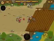 Screenshot of Frozen Islands free online game showing Viking warriors fighting enemies on an ice-covered island