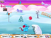 Play Cute Rat Racing, a free online runner game where a mouse runs from a black cat in the snow