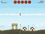 Screenshot of Bomb Town 2 showing a cartoon explosion destroying a building in a Paris-themed environment