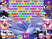 Christmas Bubble Shooter G game screenshot - Festive bubbles being shot in a holiday-themed background