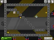 Mag-Net free physics puzzle game online, controlling objects by turning magnets on and off to reach the portal and collect coins, PlayArcadeHub