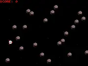 Space Dodger free arcade game online, spacecraft dodging relentless onslaught of asteroids using up and down controls, play on PlayArcadeHub