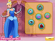 Screenshot of Stylish Princess Cinderella Dress Up free online game showing Cinderella wearing a beautiful, contemporary dress and matching accessories.