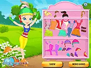 Curtie On Roller Skates Dress Up game screenshot: selecting a brightly colored skirt and matching roller skates for the cute skater girl