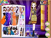 Screenshot of the free online dress up game Autumn Fashion Week showing Emily in trendy fall fashion clothes