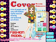 Cover Beauty Makeover game screenshot showing model Nora posing for a fashion magazine cover shoot