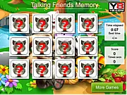 A grid of face-down cards from the Talking Friends Memory game, featuring cartoon characters like Tom and Angela.