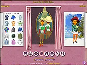 Fashion Studio Flash free online dress-up game, model looking at herself in a mirror with a stylish outfit